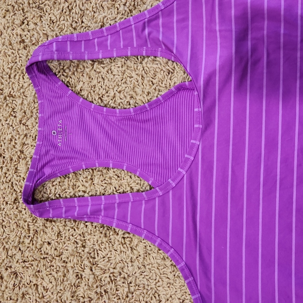 Athleta large purple stripe tank top - Picture 6 of 8
